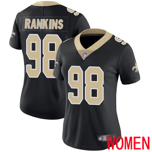 New Orleans Saints Limited Black Women Sheldon Rankins Home Jersey NFL Football #98 Vapor Untouchable Jersey->nfl t-shirts->Sports Accessory